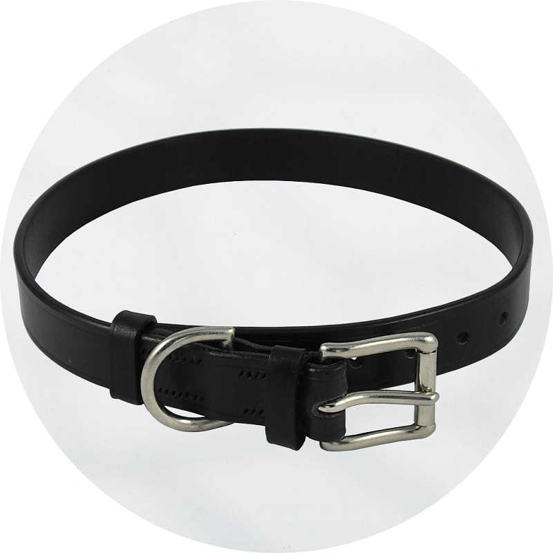 Audenham Black English Bridle Leather Dog Collar Solid German Silver Hardware 25mm/1