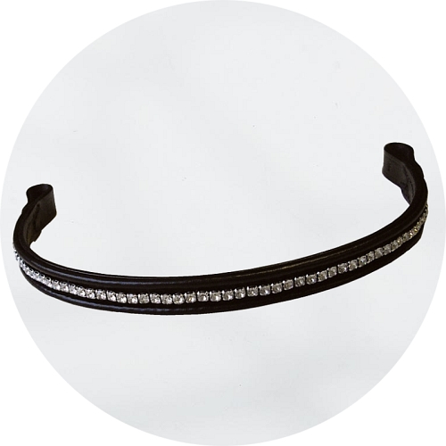 Audenham Black English Bridle Leather Browband with Chaton Backed Swarovski Crystal Elements