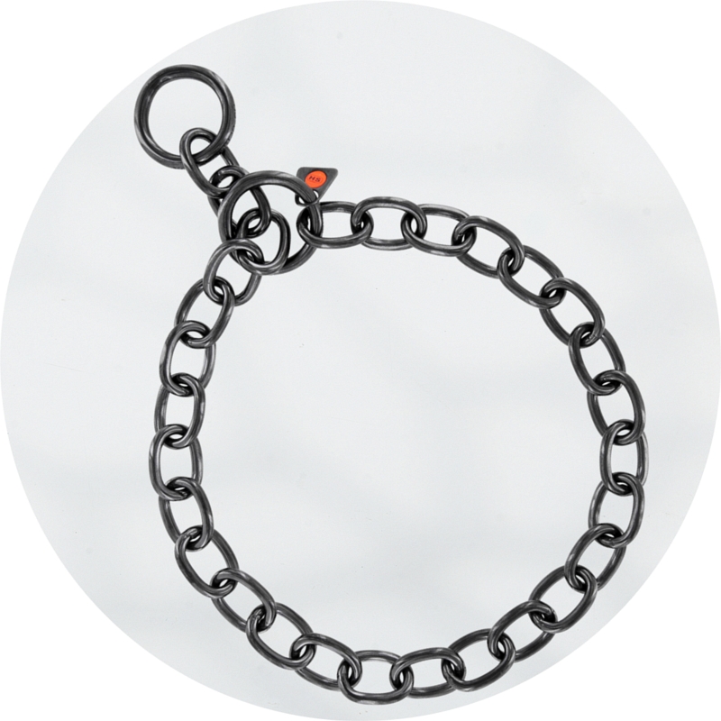 Herm Sprenger Black Stainless Steel 4.0mm Fur Saver Short Link Dog Collars