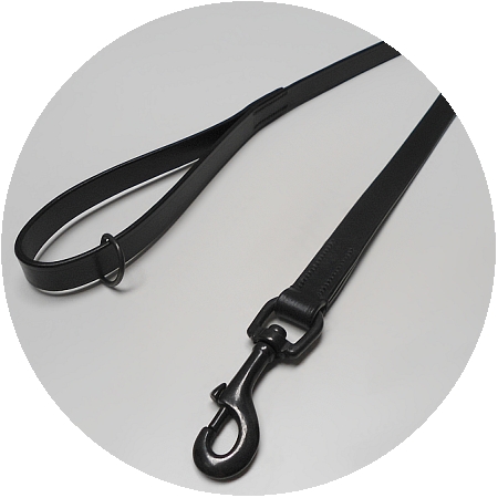 Audenham English Bridle Leather Long Dog Lead Black Stainless Steel 85cm/33.5