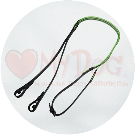 Audenham Black English Bridle Leather and Neon Green Reflective Gripper Handcrafted Horse Reins