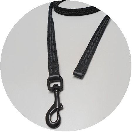 Audenham English Bridle Leather Rubberised Cotton Tracking Lead Black