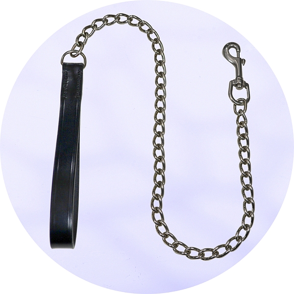 Audenham Black English Bridle Leather and Stainless Steel Chain Lead 105cm/41