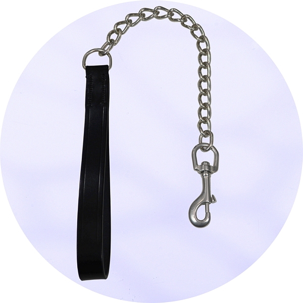 Audenham Black English Bridle Leather and Stainless Steel Chain Lead 65cm/26