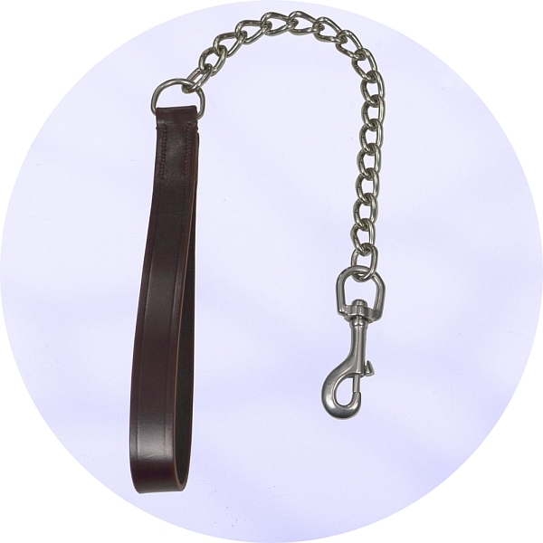 Audenham Brown English Bridle Leather and Stainless Steel Chain Lead 65cm/26