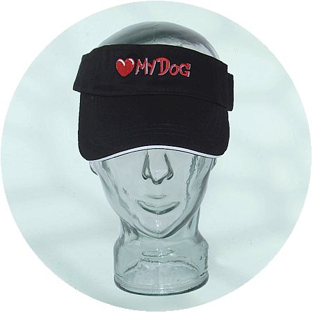 LuvMyDog Black Embroidered Cotton Sun Visor