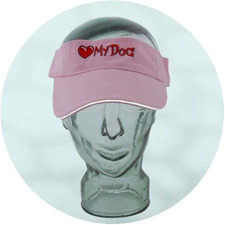 LuvMyDog Pink Embroidered Cotton Sun Visor