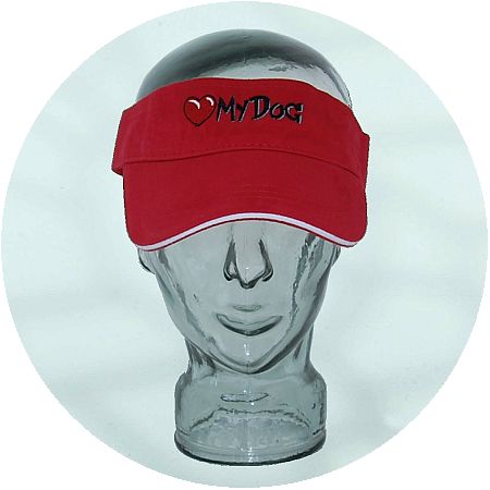 LuvMyDog Red Embroidered Cotton Sun Visor