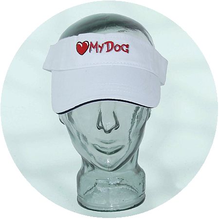 LuvMyDog White Embroidered Cotton Sun Visor