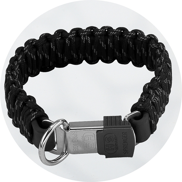 Herm Sprenger Black Reflecting Paracord Braided Collar 30mm