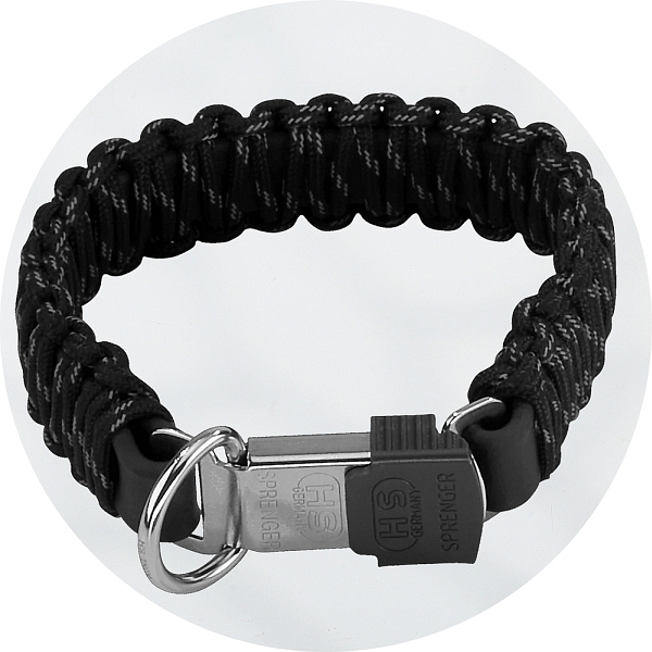 Herm Sprenger Black Reflecting Paracord Collar