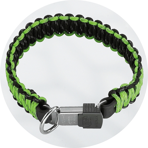 Herm Sprenger Black and Green Reflecting Paracord Braided Collar 30mm