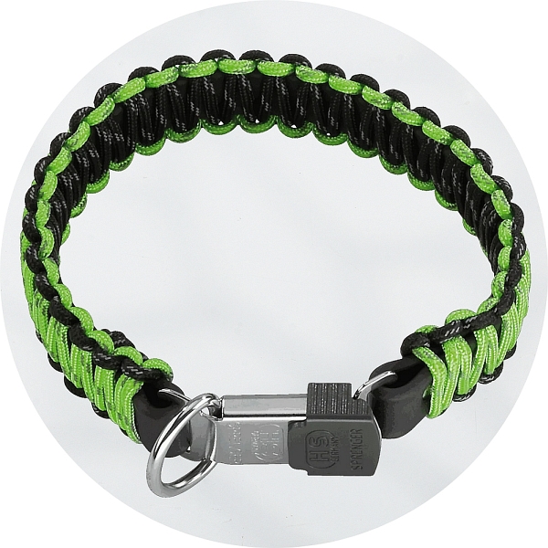 Herm Sprenger Black and Green Reflecting Paracord Collar