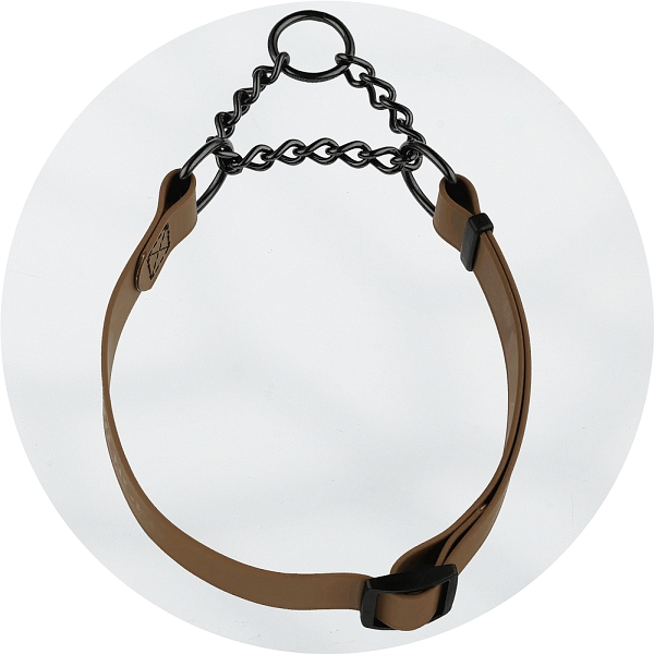 Herm Sprenger Coyote Brown Biothane and Black Stainless Steel Adjustable Martingale Dog Collar 40-65cm