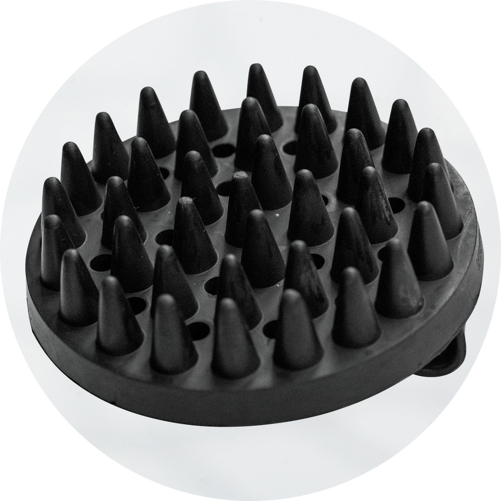 Herm Sprenger Large Round Dog Grooming Curry Comb Soft Black Rubber