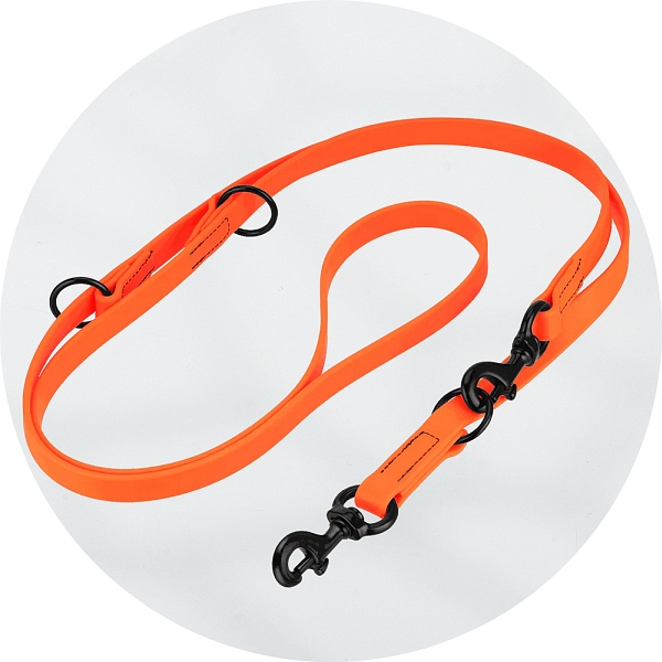 Herm Sprenger Orange Biothane and Blackened Brass 3 Way Adjustable Training Lead