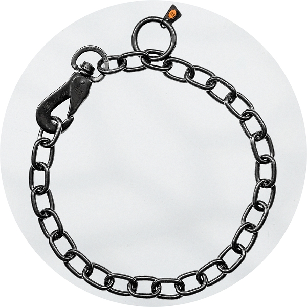 Herm Sprenger Black Stainless Steel 4.0mm Adjustable Fur Saver Short Link Dog Collars