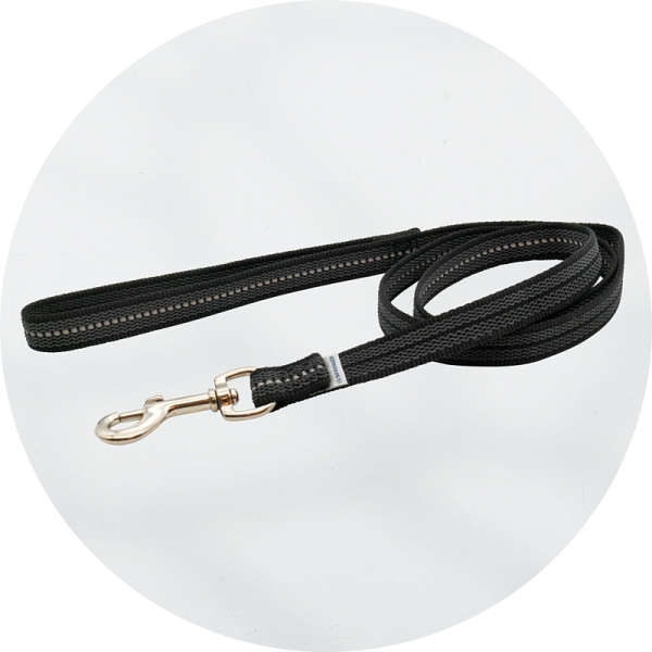 Herm Sprenger Black Reflective Rubberised Nylon Long Lead