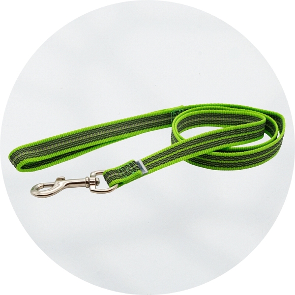 Herm Sprenger Neon Green Reflective Rubberised Nylon Long Lead