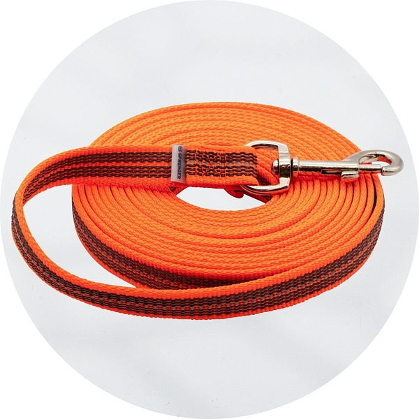 Herm Sprenger Neon Orange Reflective Rubberised Nylon Tracking Lead